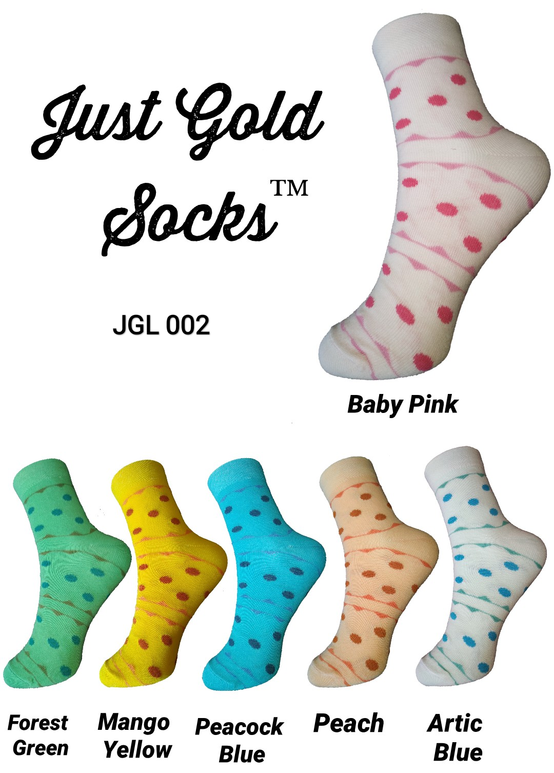 Just Gold Ladies Ankle Length Socks Polka Dots 02 – justgoldsocks